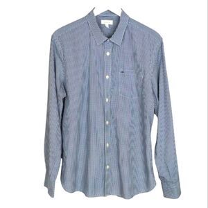 Calvin Klein Checkered Dress Shirt Button up Blue and White Woven size Large